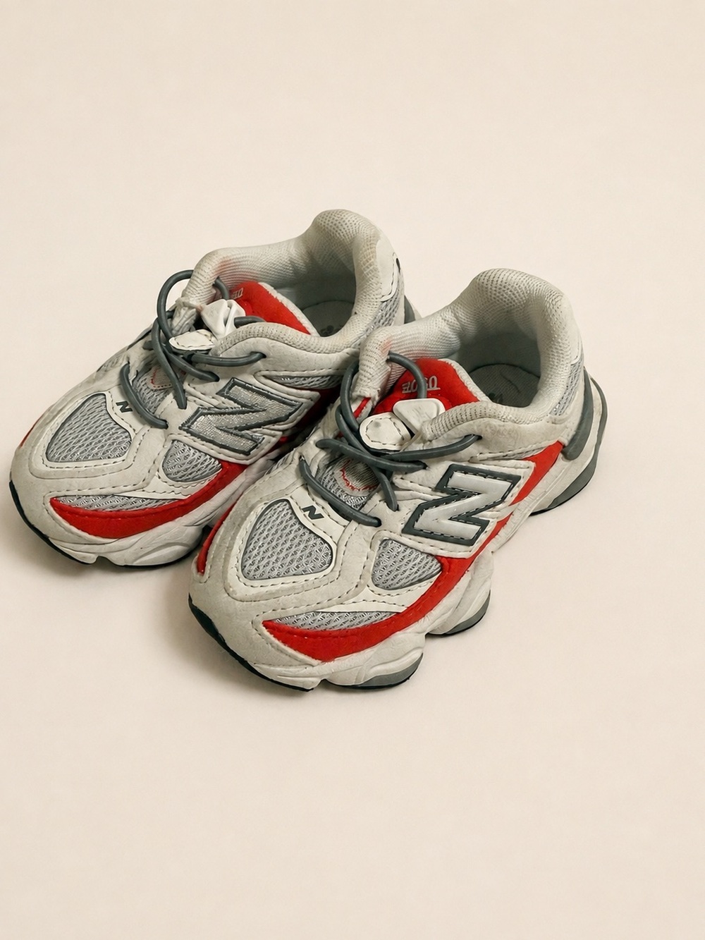 New Balance 9060 Toddler Sneakers – White, Gray & Red – Size 5.5